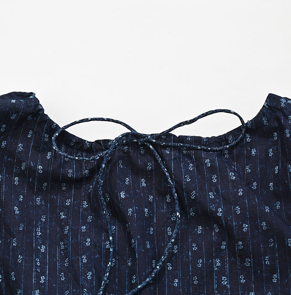 Indigo Hira Flower Mix Print Blouse Detail