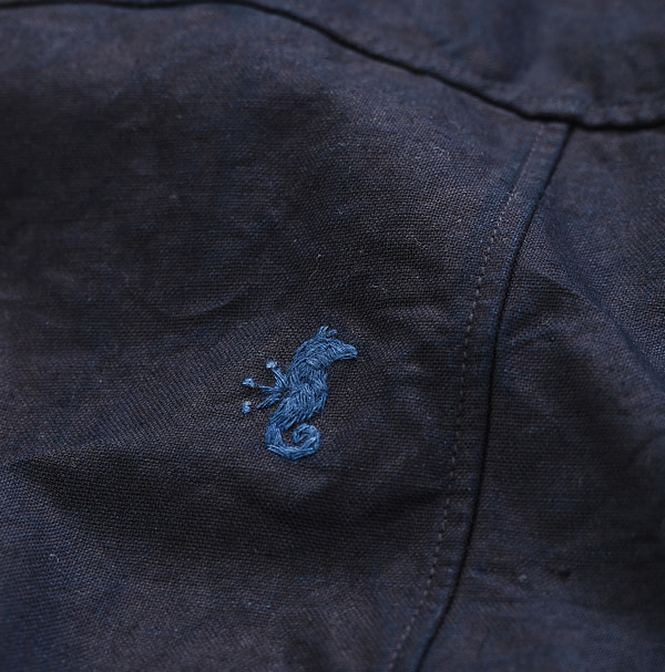 Indigo Supima OX 908 Ocean Sail Shirt Detail