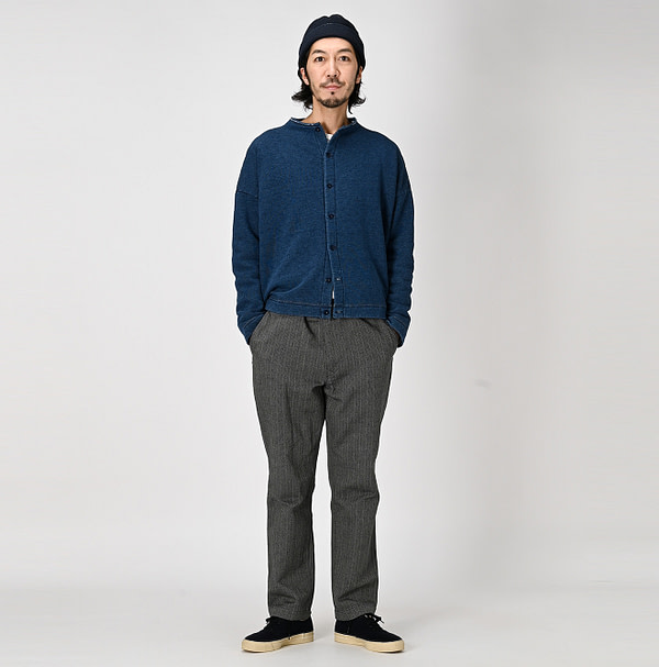 Indigo Cotton Tweed Herringbone 908 Miyuki 5 Male Model