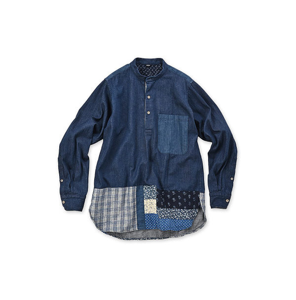 Indigo Patchwork 908 Henley Shirt