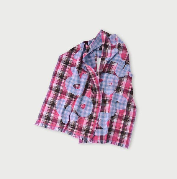 Wool Jacquard Muffler Pink Check