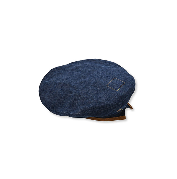 Indigo Linen Herringbone Beret Indigo