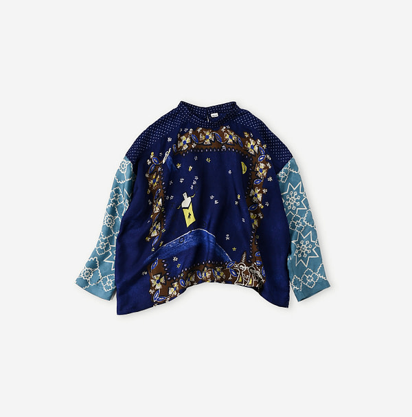 Silk Picture Book Bandana T-shirt Navy