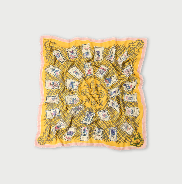 Supima Aya Calendar Flower Print Furoshiki Yellow