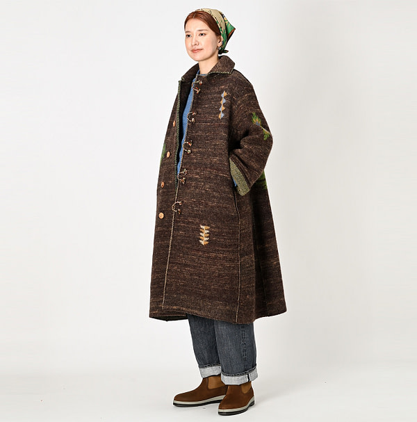 Chitose Boiled Wool Knit Coat Female Model