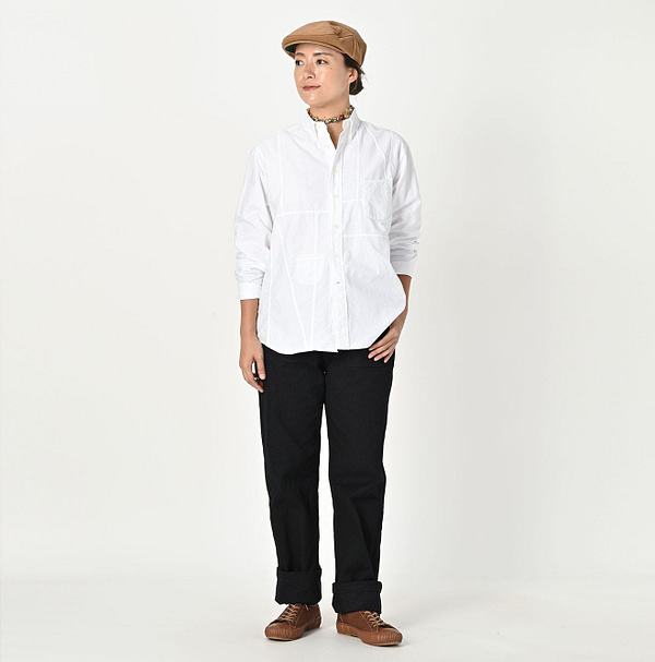 Supima Oxford 908 Ocean Canvas Shirt Female Model