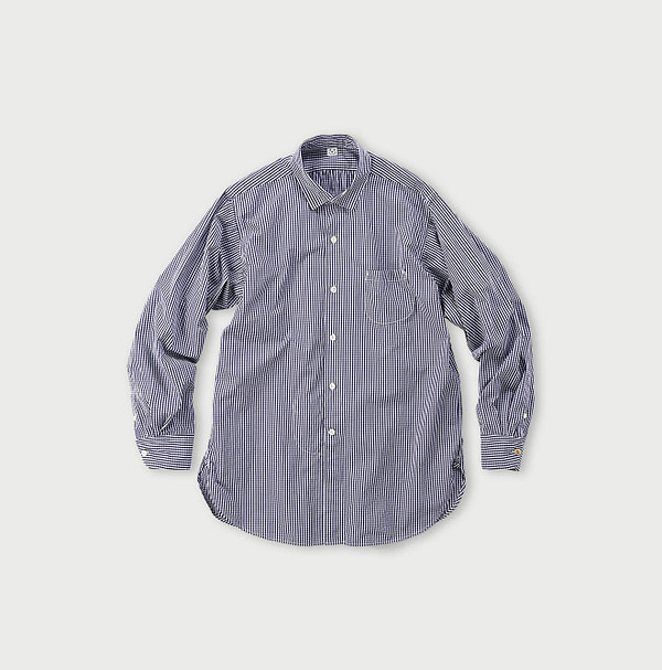 No.180 Miko 908 Cotton Tyrolean Shirt Navy Gingham