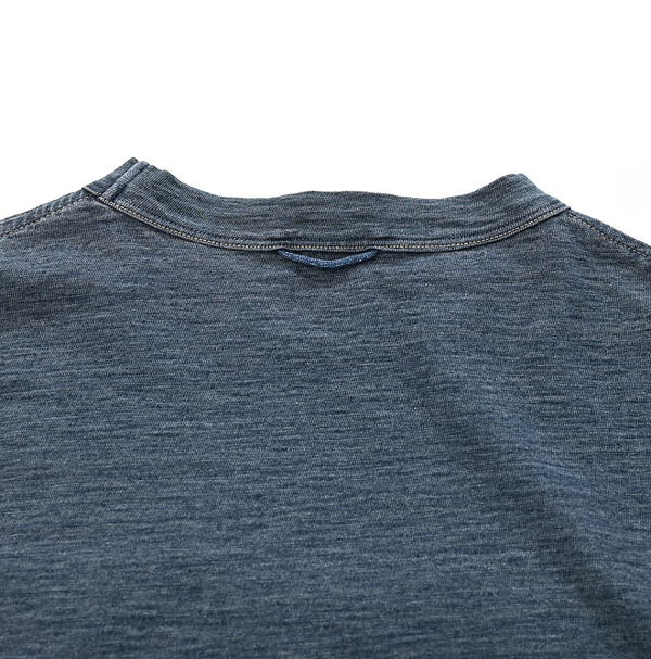 Indigo Dozume Tenjiku Cotton Square T-shirt Detail