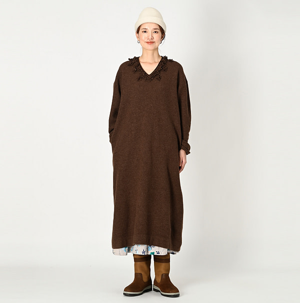 Float Boiled Wool Dress Female Model