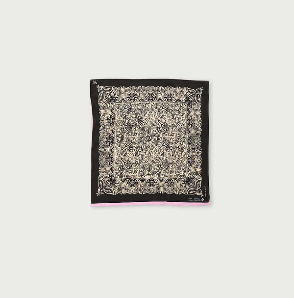 Supima Selvedge Flamingo Paisley Bandana Sumi Black