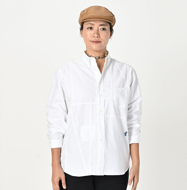 Supima Oxford 908 Ocean Canvas Shirt Female Model