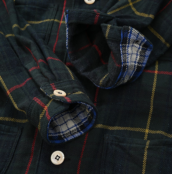 Indigo Zimba Flannel 908 4-pocket Shirt Detail