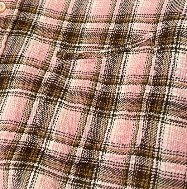 Green Check 908 Indian Flannel Ocean Shirt Detail