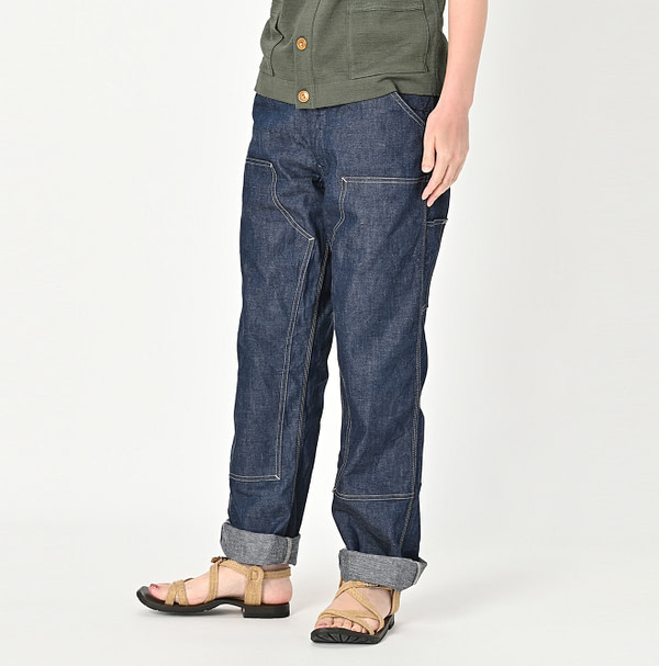 Mugi Cotton Denim 908 Painter Pants Female Model