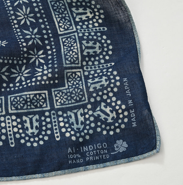 Indigo Supima Organic Square Lace Bandana Detail