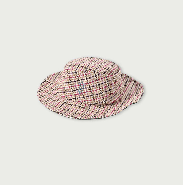 Cotton Tweed Concho Hat Pink Tattersall