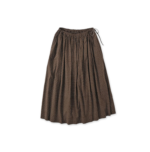 Tappet Dot Print Easy Skirt Dark Brown