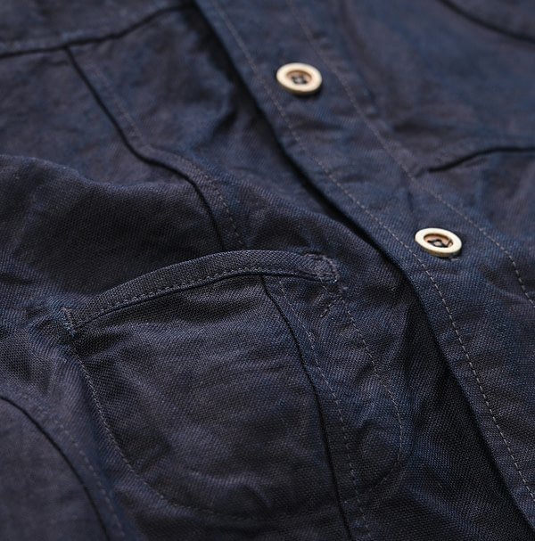 Indigo Supima OX 908 Ocean Sail Shirt Detail