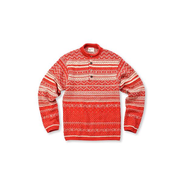 Nordic Cotton Jacquard 908 Henley Red Base