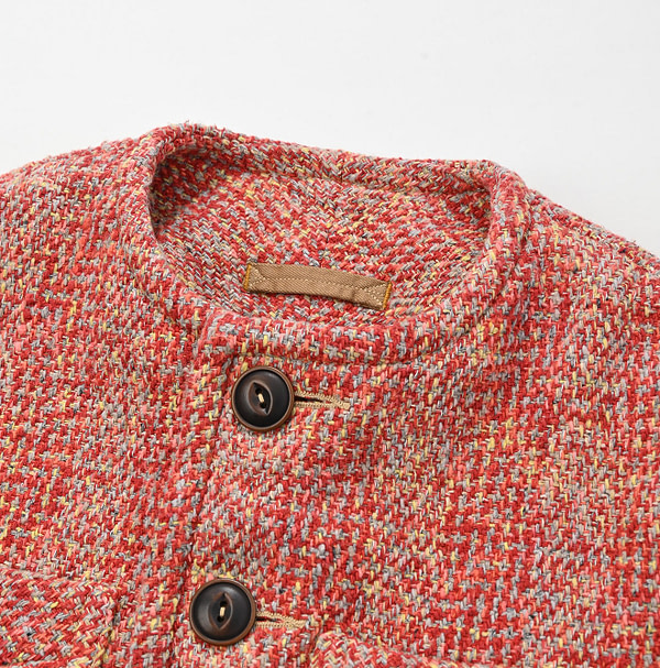 Tamatebako Tweed No-collar Annie Jacket Detail