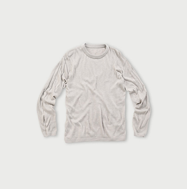 Whole Super Gauze 908 Crew Light Gray Top