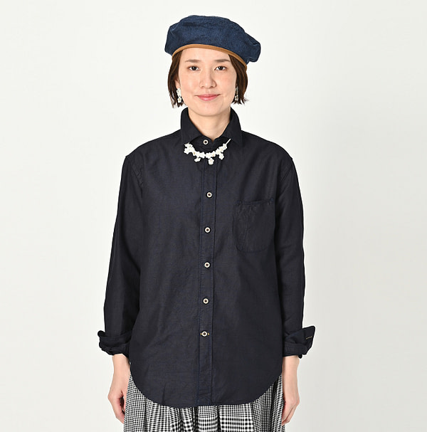 Indigo Supima Cotton OX 908 Loafer Shirt Female Model