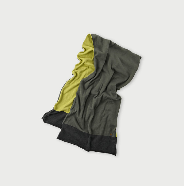 Gauze Tri-color Scarf Khaki Roll