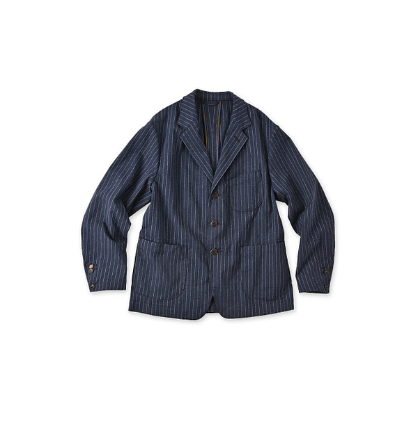 Wool Serge Stretch Miyuki Jacket Jacket MEN Navy Stripe