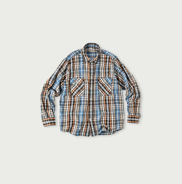 Indian ZAKKURI Flannel 908 Over Shirt Saxe Check