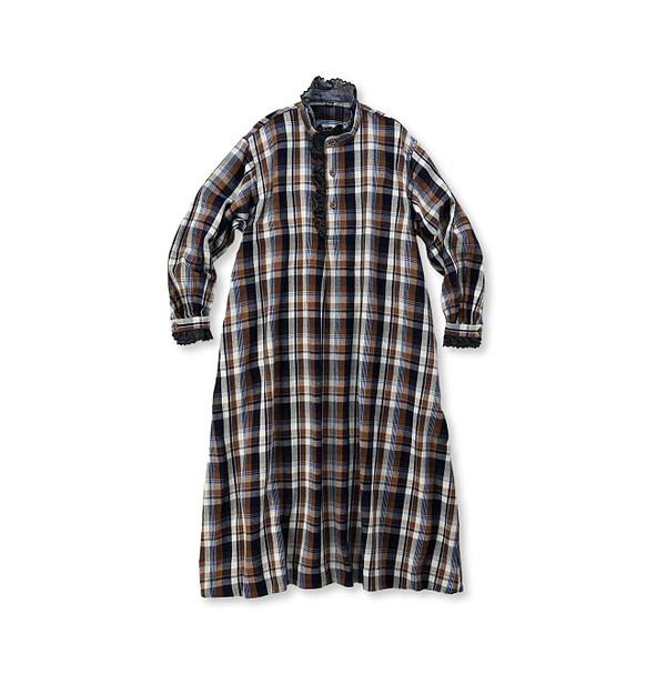 Ai Zakkuri Cotton Nell Googoo Dress Brown Saxe Plaid