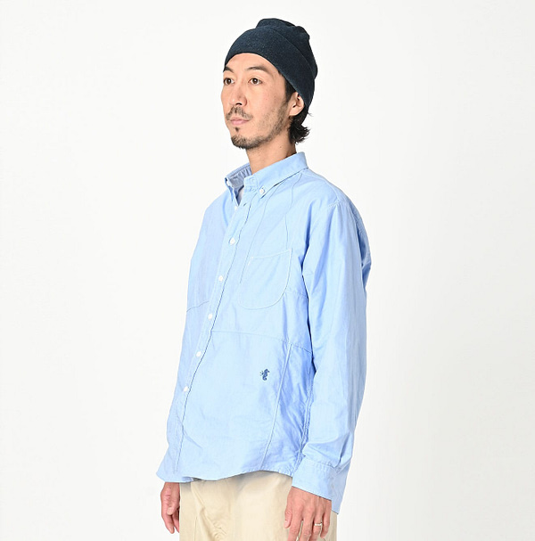 Supima Oxford 908 Ocean Canvas Shirt Male Model