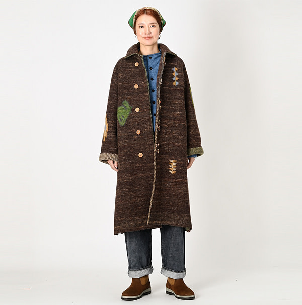 Chitose Boiled Wool Knit Coat Female Model