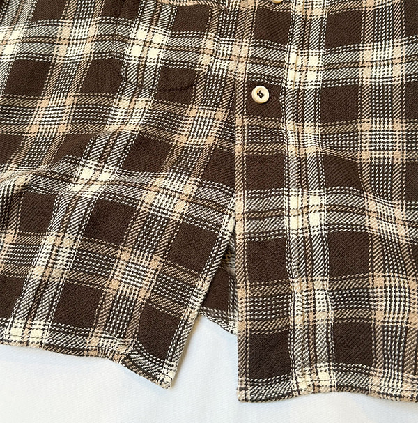 Green Check 908 Indian Flannel Ocean Shirt Detail