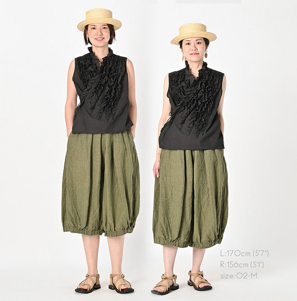 Indian Linen Herringbone Bloomer Pants Female Models