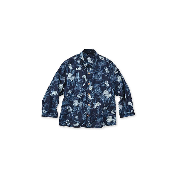 Indigo Doama Hira Garden Balsam Print Square Shirt Indigo