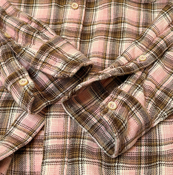 Green Check 908 Indian Flannel Ocean Shirt Detail