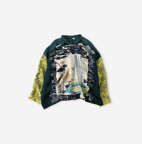 Silk Picture Book Bandana T-shirt Green