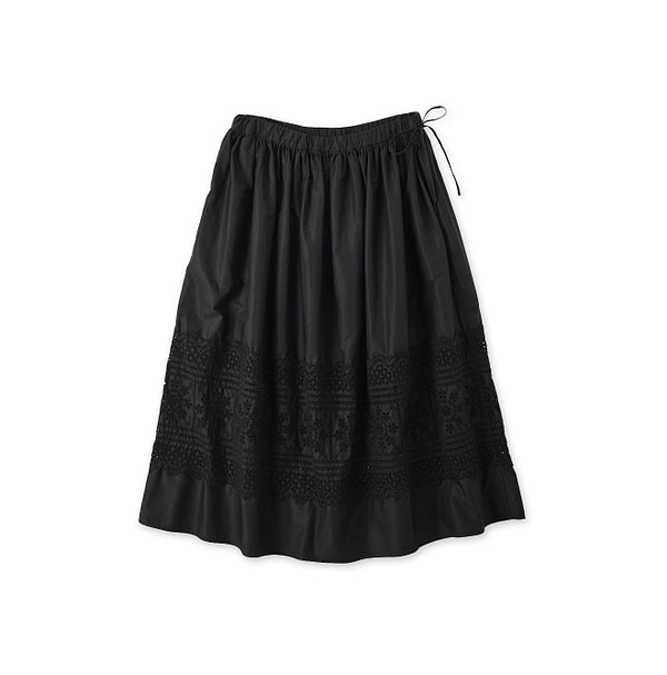 Usu High Density Gaba Cutwork Easy Skirt Black