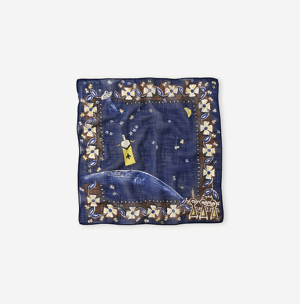 Gauze Picture Book Bandana Navy