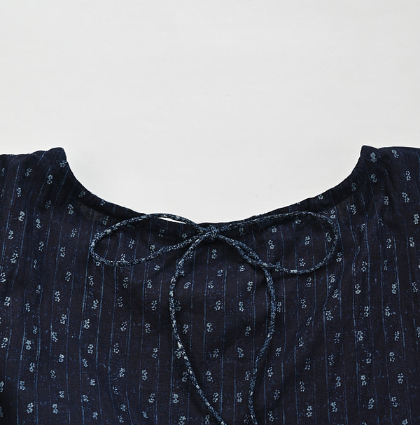 Indigo Hira Flower Mix Print Dress Detail