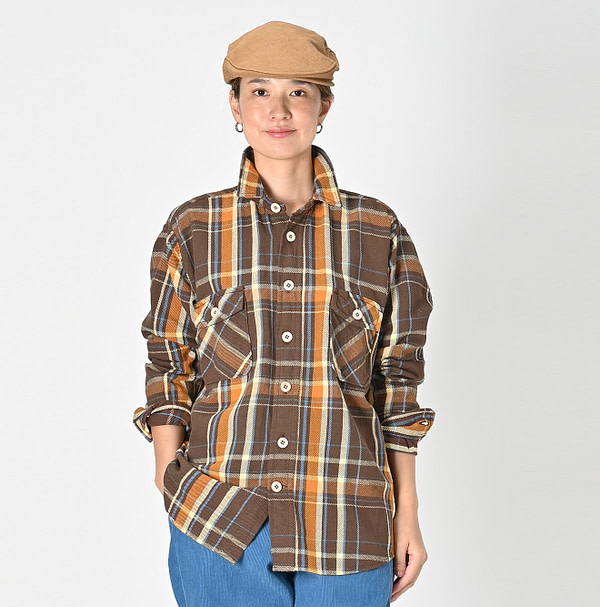 Indian ZAKKURI Flannel 908 Over Shirt Female Model