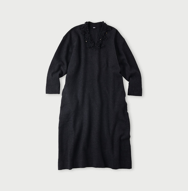 Float Boiled Wool Dress Navy Top