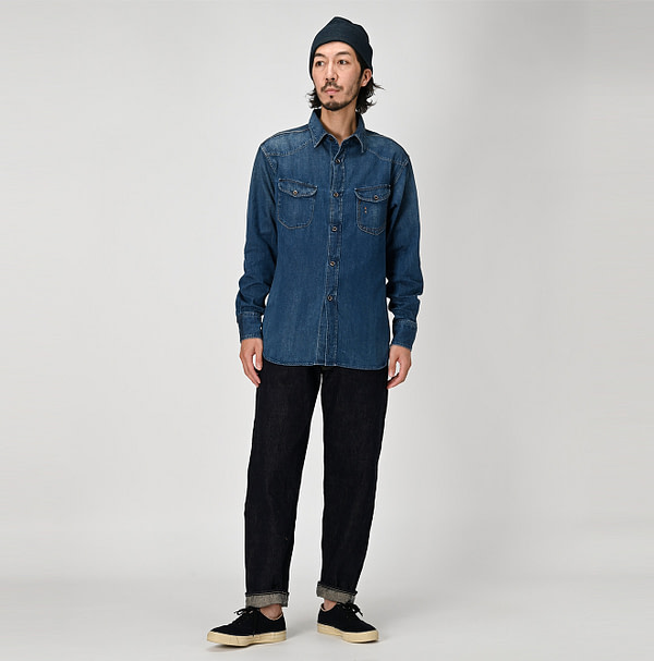 Shirts Denim 908 Eastern Shirt Denim Shou Male Model