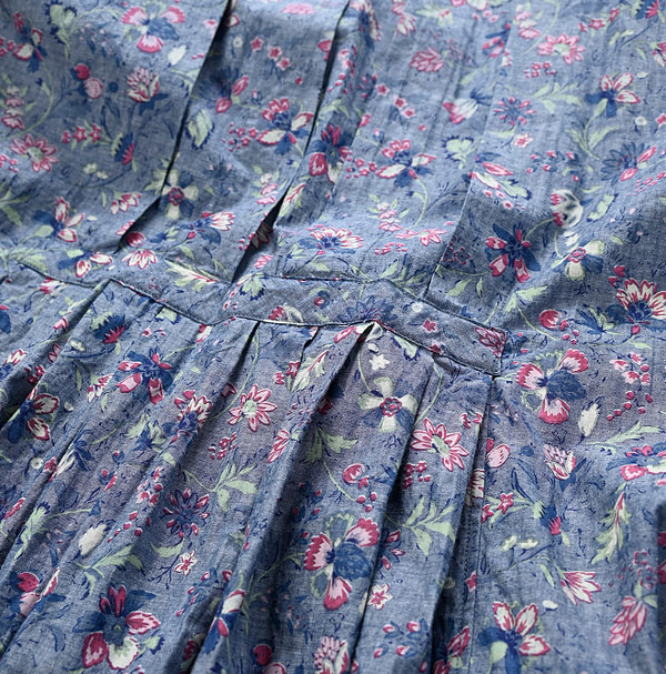 Dungaree Cotton Spring Flower Print Puka Puff Dress Detail