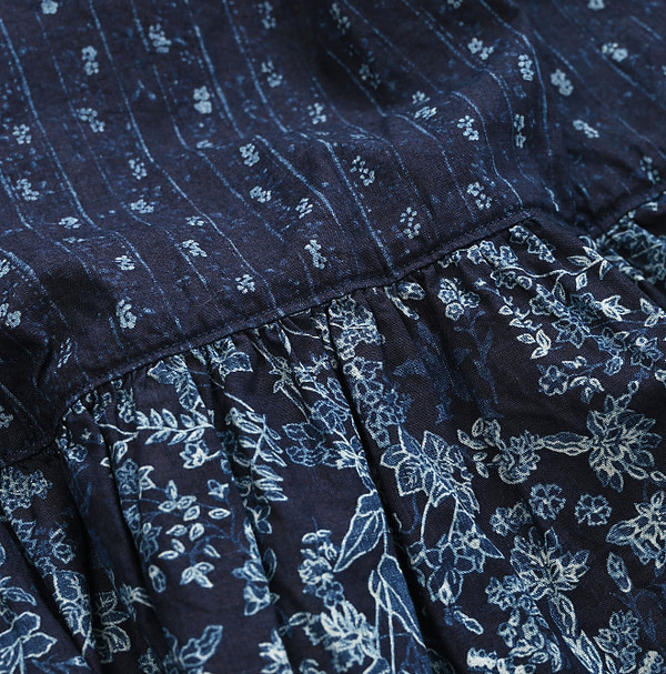 Indigo Hira Flower Mix Print Blouse Detail