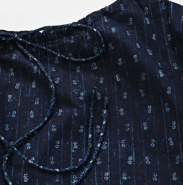 Indigo Hira Flower Mix Print Blouse Detail