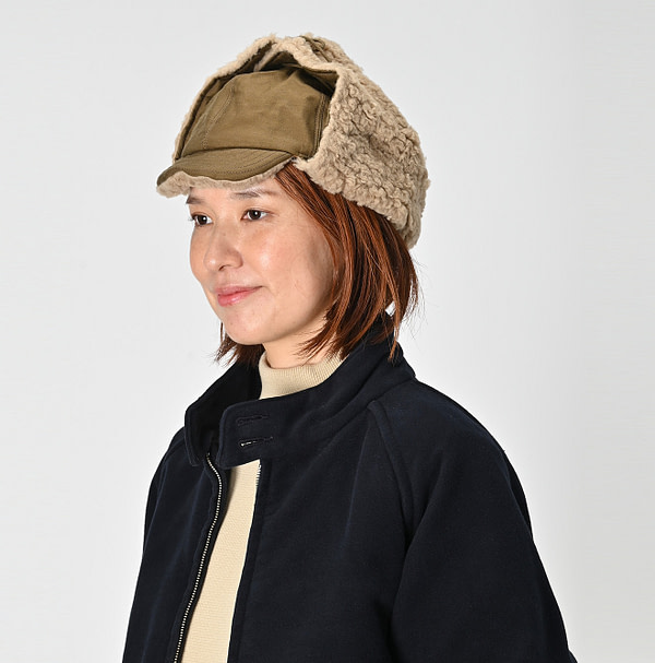 Satin x Boa Bomber Hat Female Model