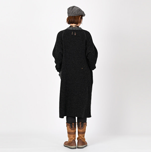 Shetland Wool Tweed Knit Dress Female Model