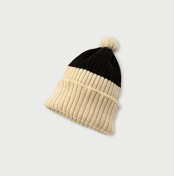 US Mou Yama Wool Rib Knit Cap Beige Base