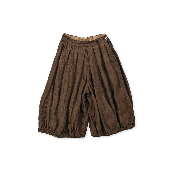 Indian Linen Herringbone Bloomer Pants Brown Herringbone